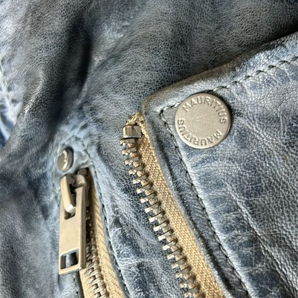 Womens stunning MAURITIUS  SofiStar motor Jacket Light Blue Small 6 lamb leather - Picture 10 of 16